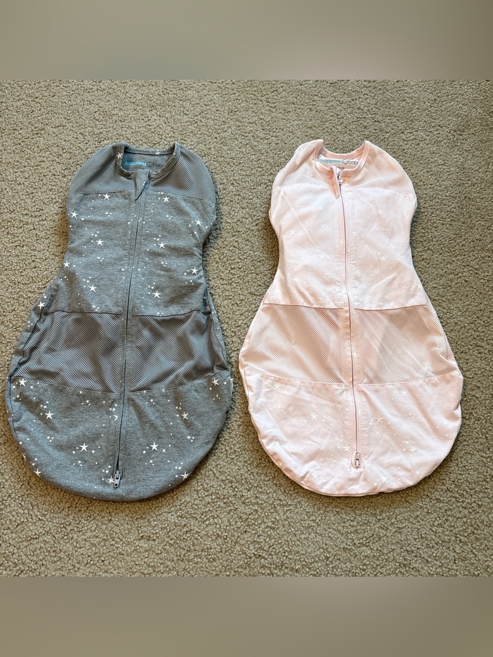 Happiest Baby Sleep Sacks Duo - Gray & Pink Star Print Size S